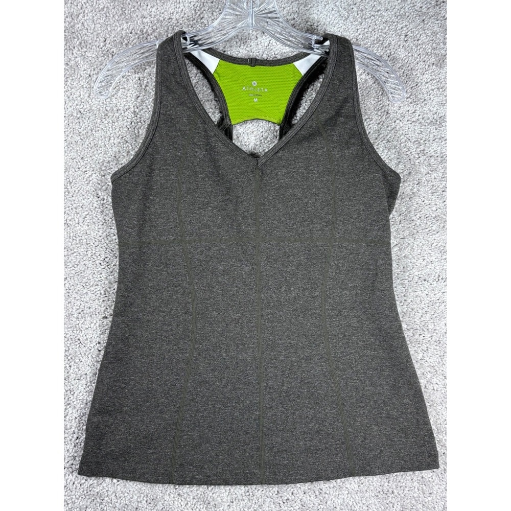 Athleta Workout Tank Top‎ Medium Gray Racerback Built In Bra Activewear
